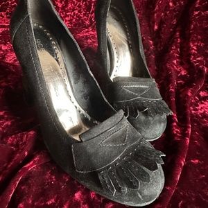 BCBG Girls suede penny loafers with heels